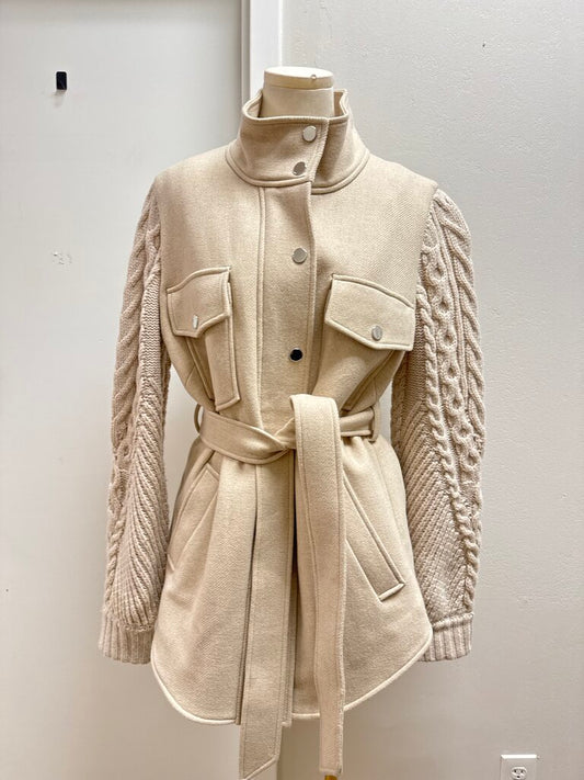 Veronica Beard Oatmeal Knit Shirt Jacket