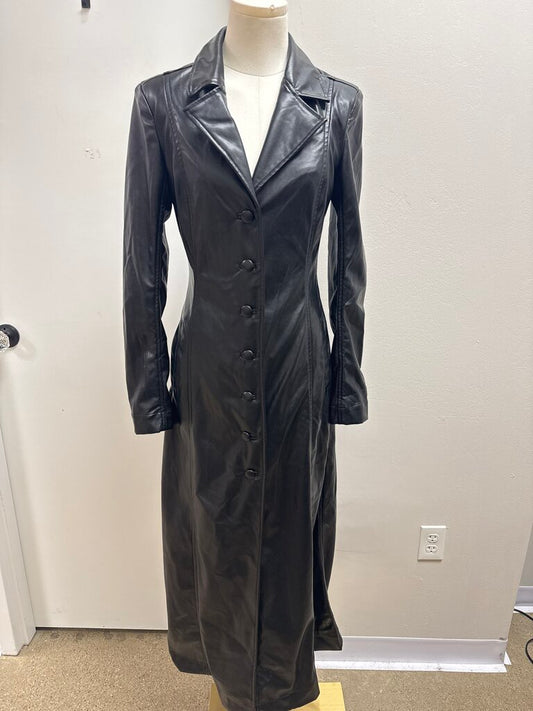 WeWoreWhat Black Faux Leather Trench Coat
