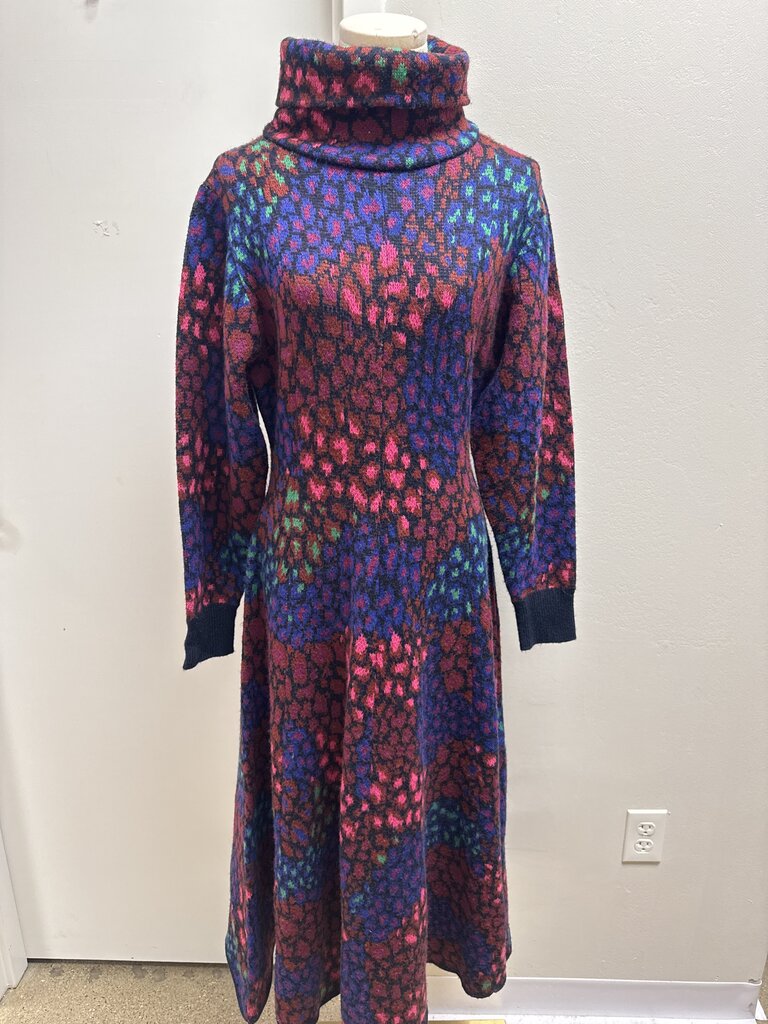 Farm Rio Knit Multi Print Turtleneck Maxi Dress