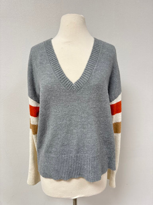 Z Supply Grey Varsity Stripe Sweater