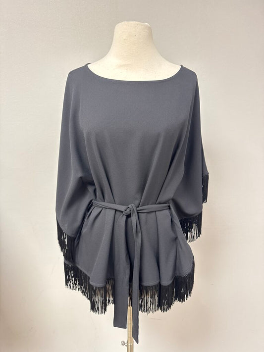 Jospeh Ribkoff Black Fringe Top NWT