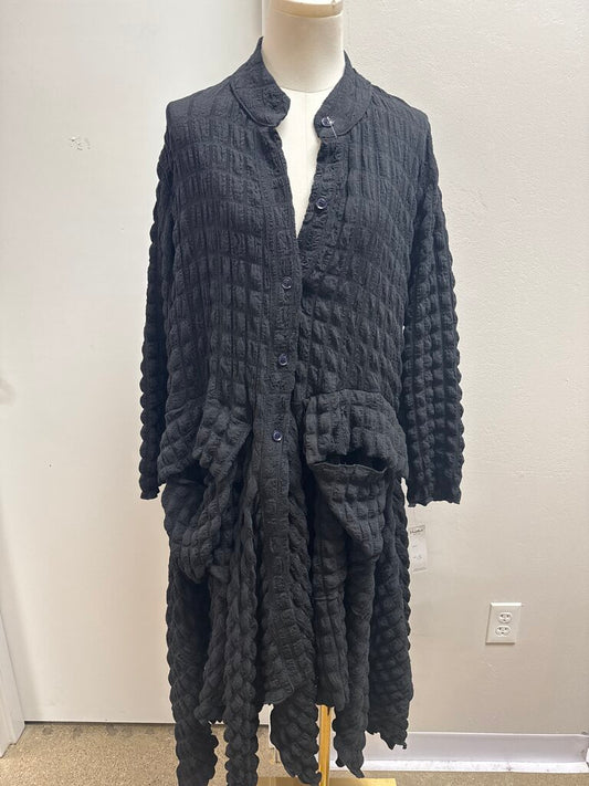 Heydari Black Crinkle Swing Coat NWT