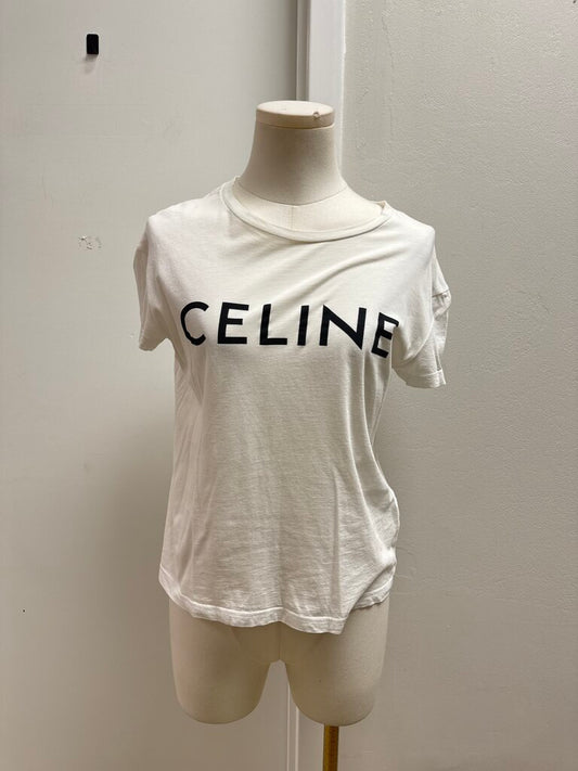 Celine White Logo Tee