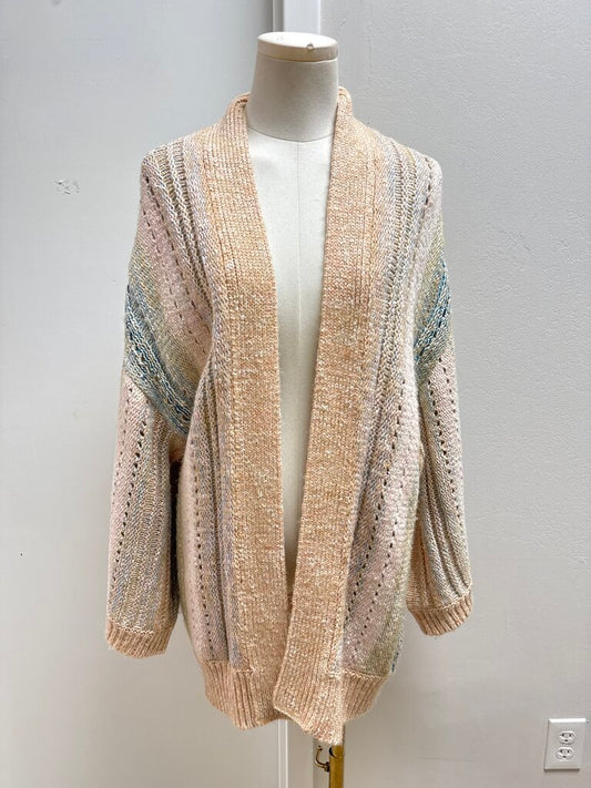 Anthropologie Peach Multi Knit Open Cardigan