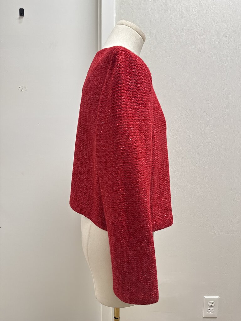 St John Red Metallic Knit Jacket NWT