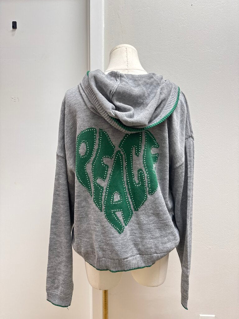 Vintage Havana Grey Peace Sweater Hoodie NWT
