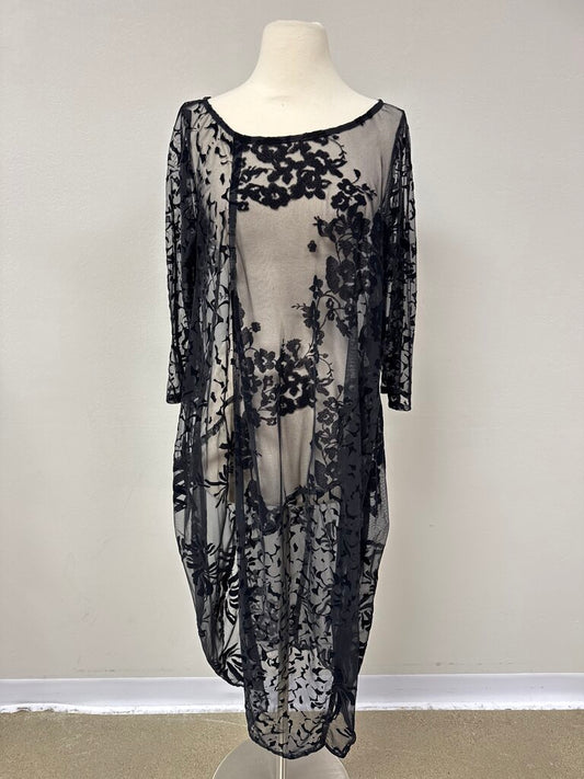 Alembika Black Lace Sheer Dress