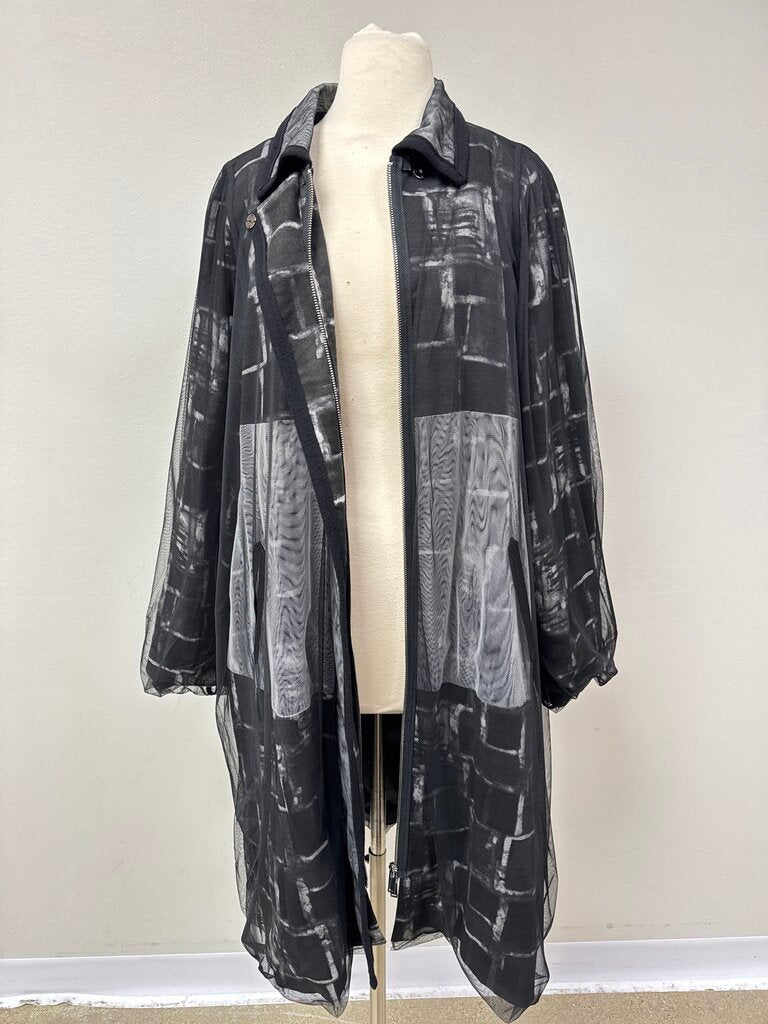 NY 77 Black Graphic Coat