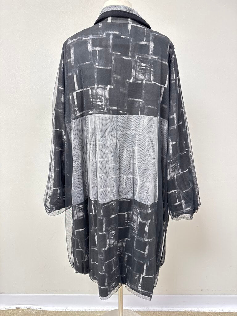 NY 77 Black Graphic Coat