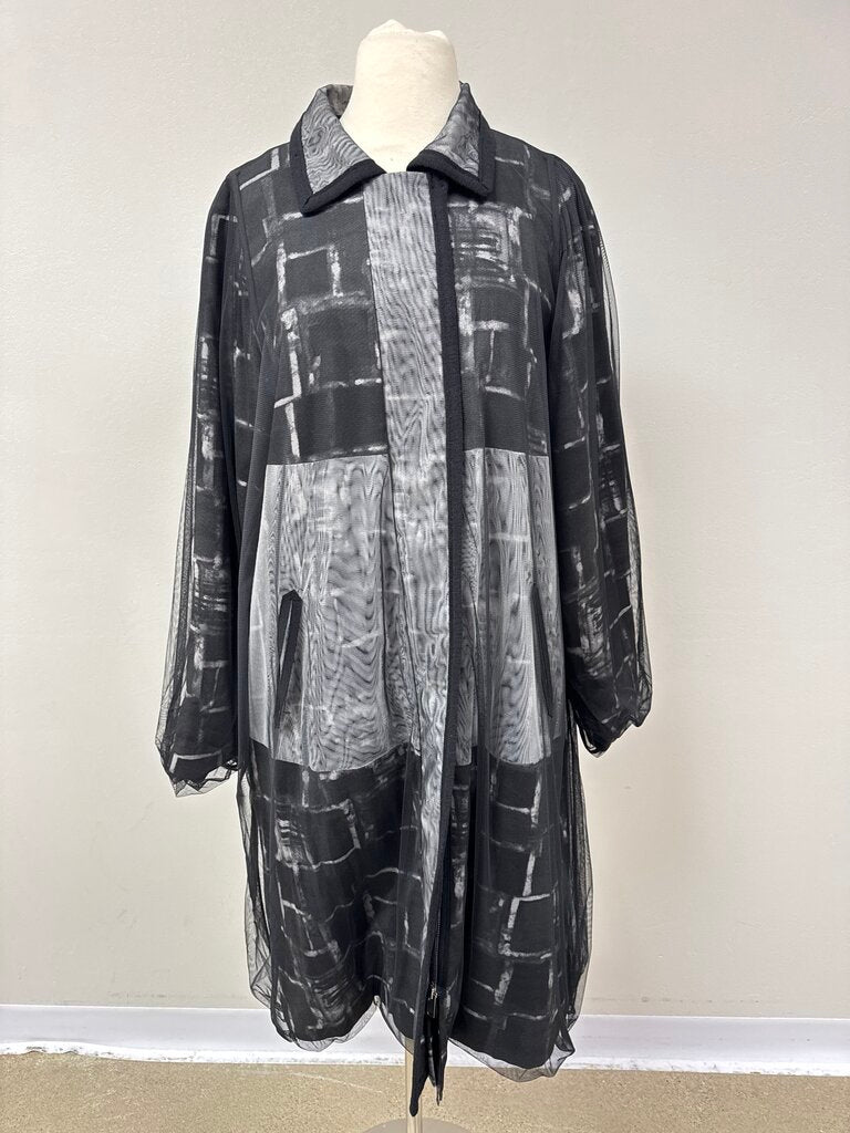 NY 77 Black Graphic Coat