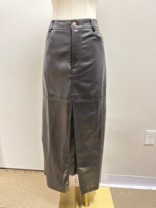 WeWoreWhat Black Faux Leather Maxi Skirt NWT