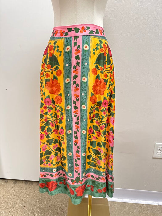 Farm Rio Green Floral Midi Skirt