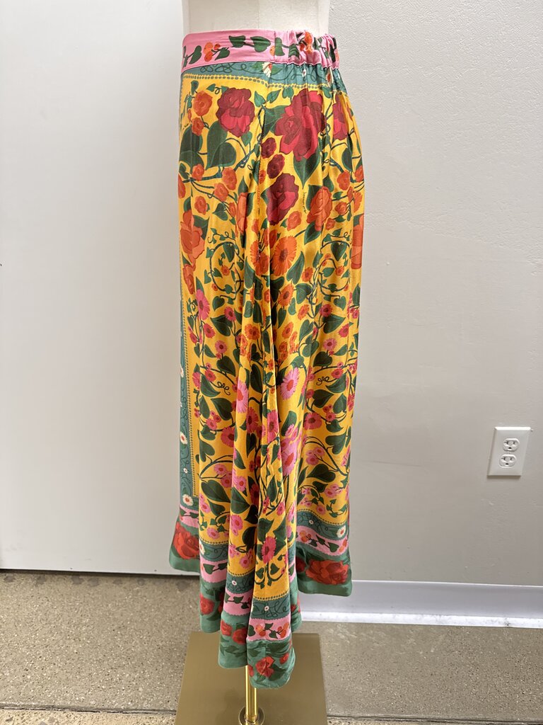 Farm Rio Green Floral Midi Skirt