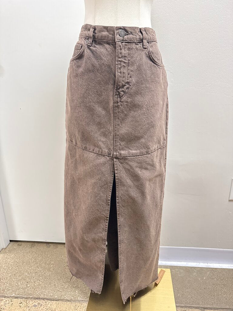 Reformation Brown Denim Maxi Skirt