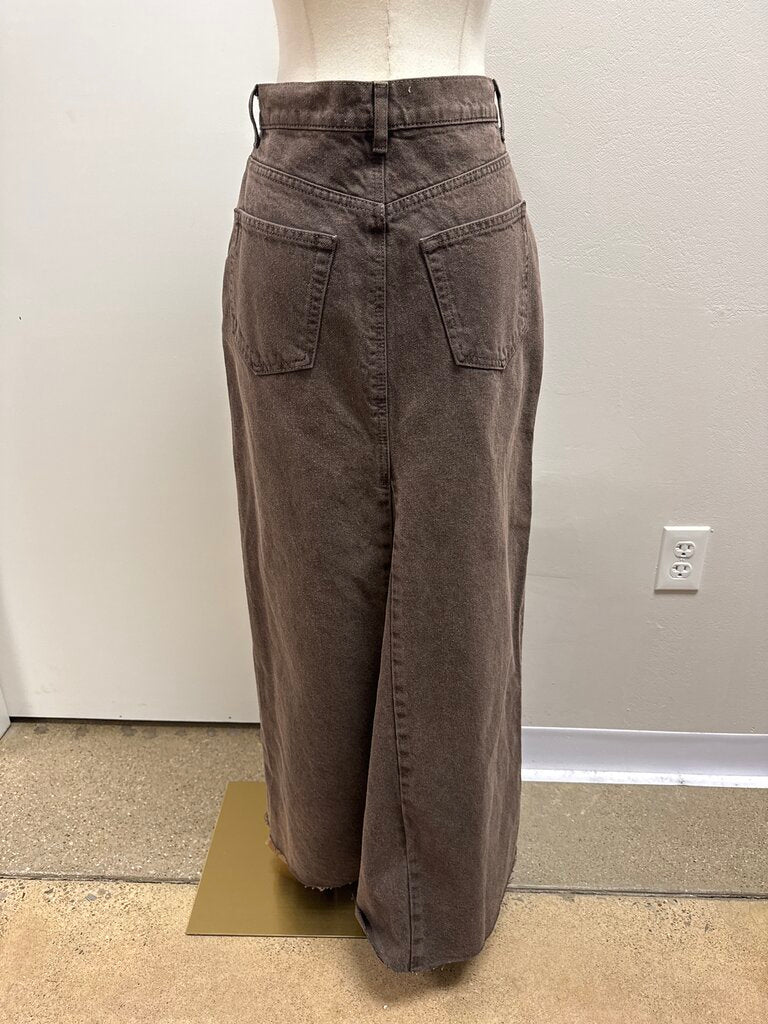 Reformation Brown Denim Maxi Skirt