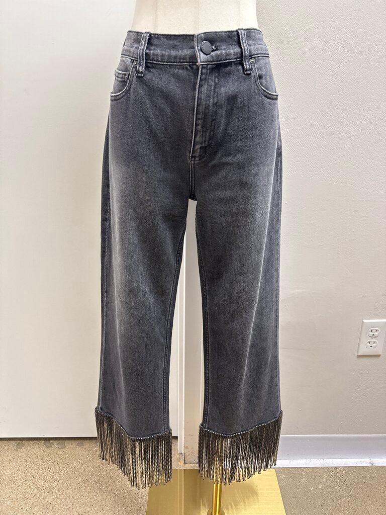 Alice + Olivia Charcoal Friinge Jean