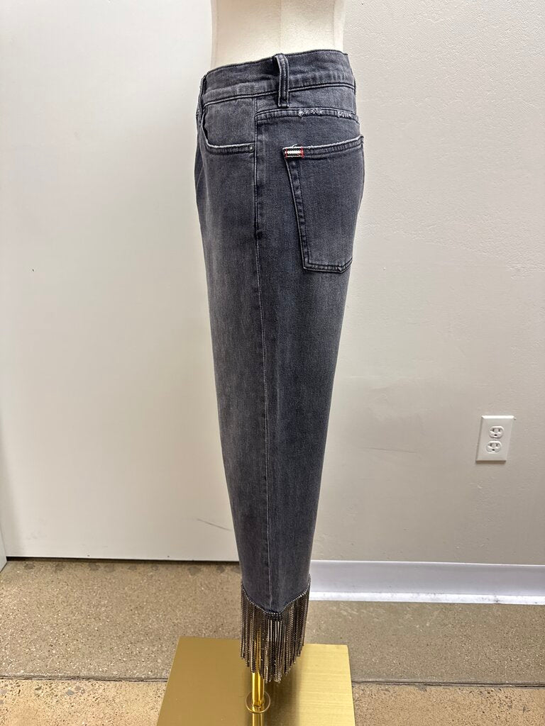 Alice + Olivia Charcoal Friinge Jean