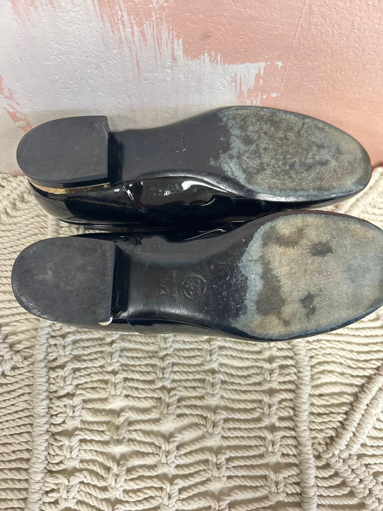 Chanel Black Patent Darby Flat