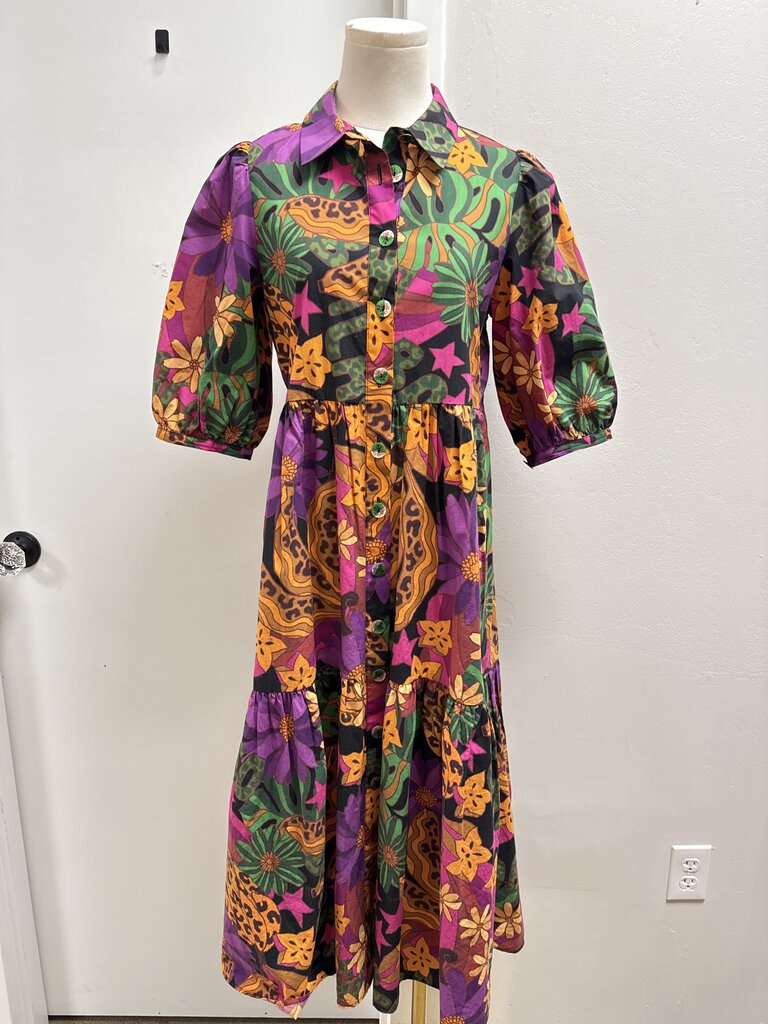 Farm Rio Black Floral Maxi Dress