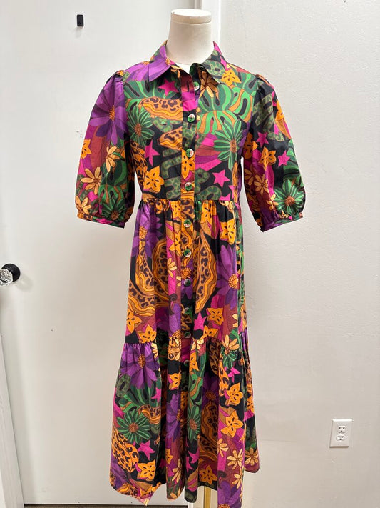 Farm Rio Black Floral Maxi Dress