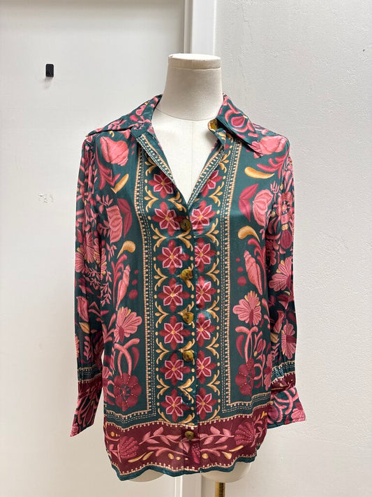 Farm Rio Green Floral Blouse