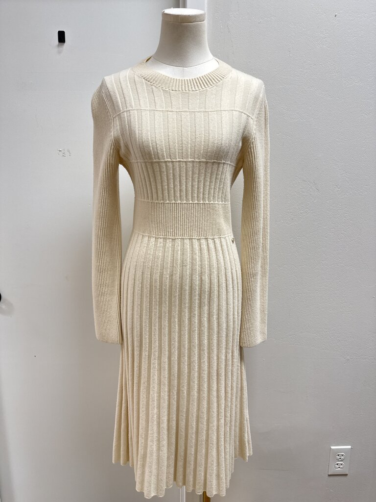 Chanel Ivory Knit Pleated Dress '18