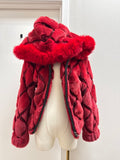 Saga Furs Red Mink Quilted Coat