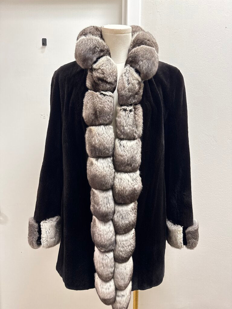 Black Sheared Mink and Chinchilla Coat