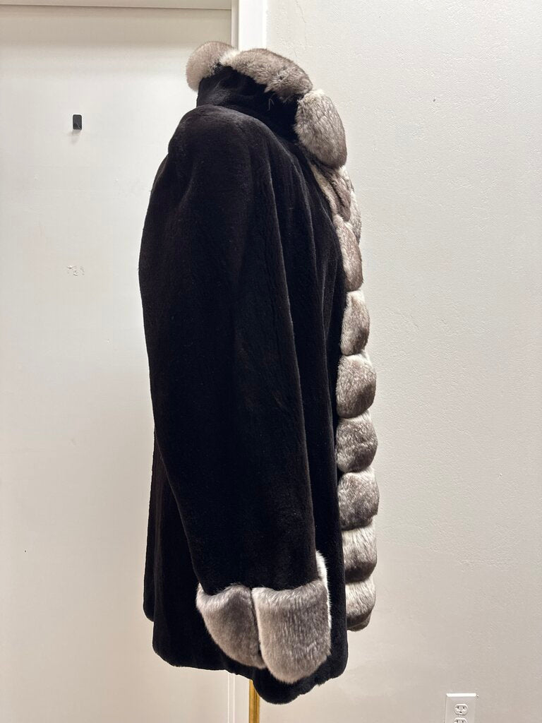 Black Sheared Mink and Chinchilla Coat
