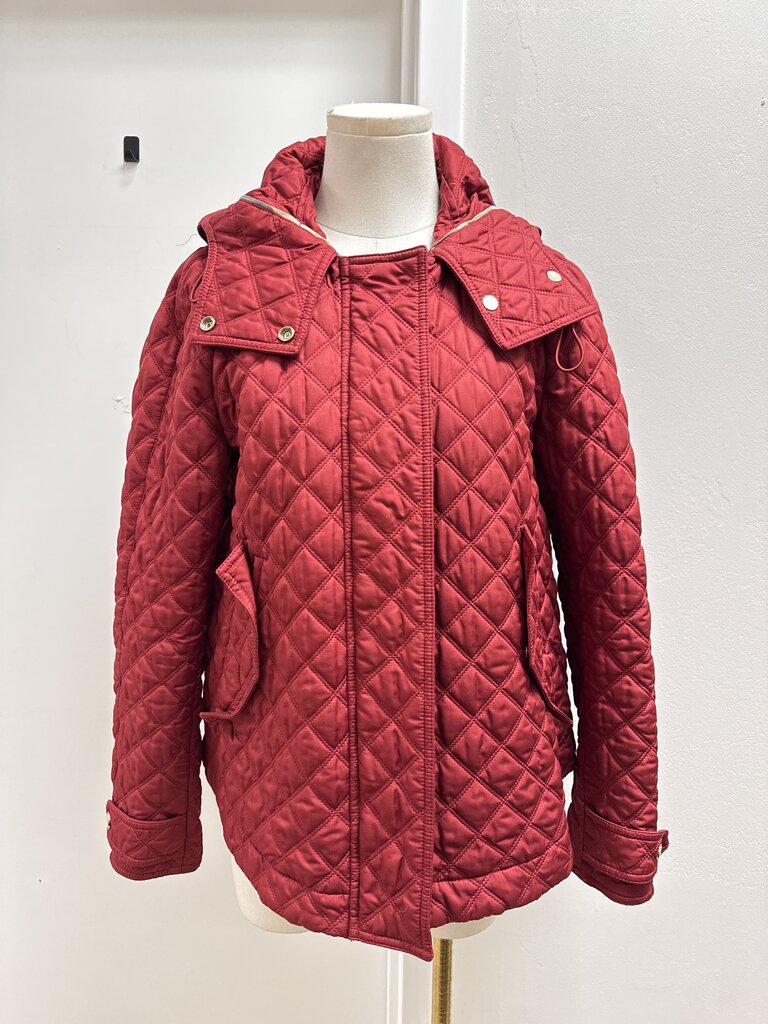 Burberry Red Quilted Cropped Parka