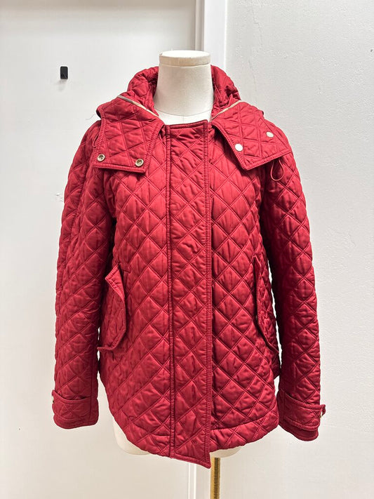 Burberry Red Quilted Cropped Parka