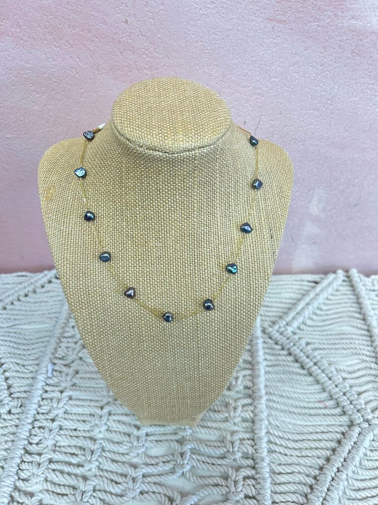 14k and Grey Pearl Necklace