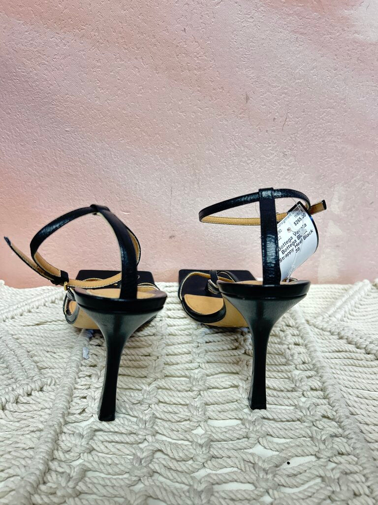 Bottega Black Strappy Heel