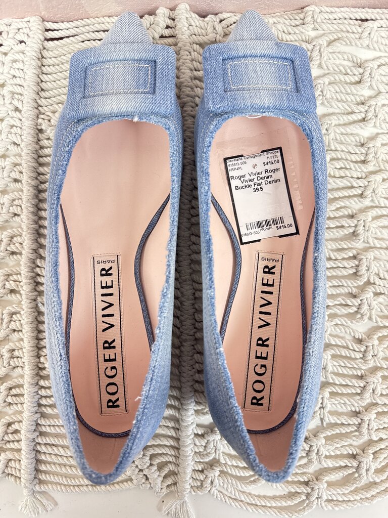 Roger Vivier Denim Buckle Flat