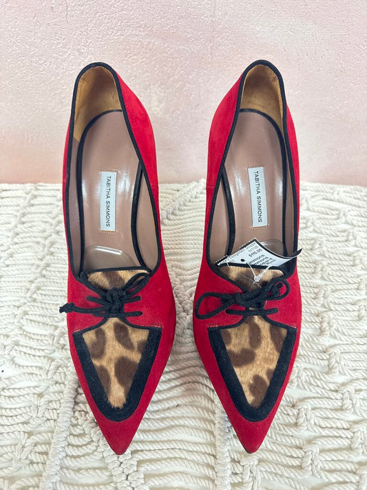 Tabitha Simmons Red and Leopard Suede Pump