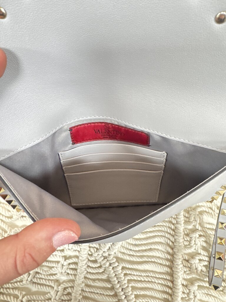 Valentino Grey Rockstud Wristlet w/Dustbag