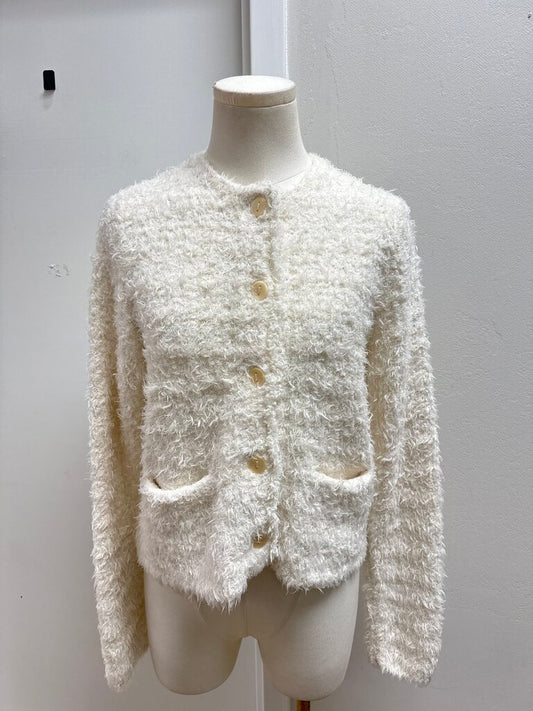 Vince Cream Fuzzy Cardigan