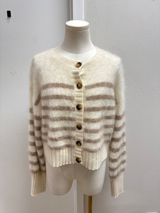 La Ligne Cream and Tan Cardigan