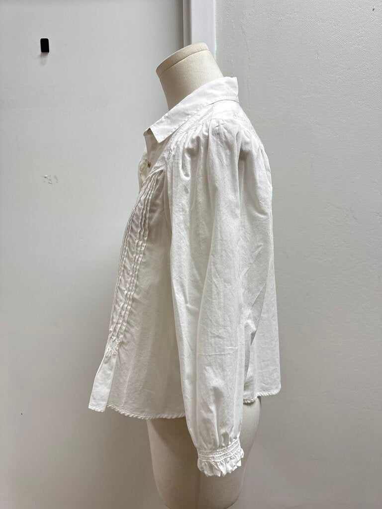 Mother White Pin Tuck Blouse