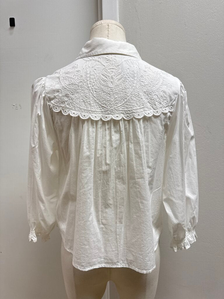 Mother White Pin Tuck Blouse