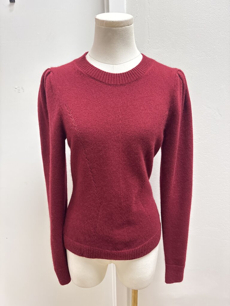 Me+Em Maroon Puff Sleeve Sweater