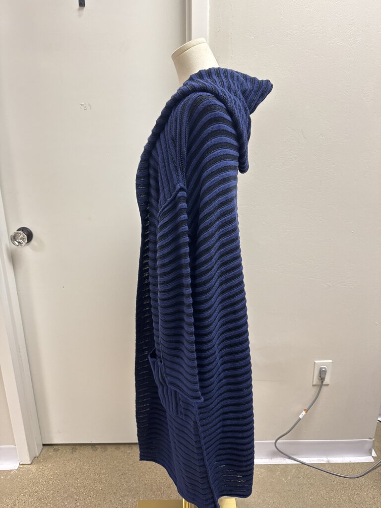 Oazi N Ku Blue and Black Long Cardigan NWT