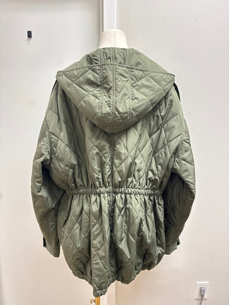 Norma Kamali Olive Quilted Parka