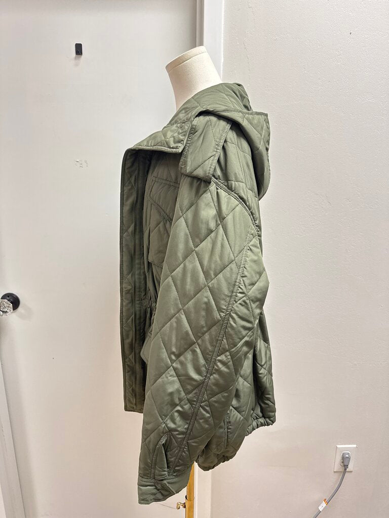 Norma Kamali Olive Quilted Parka