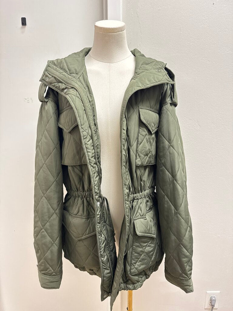 Norma Kamali Olive Quilted Parka