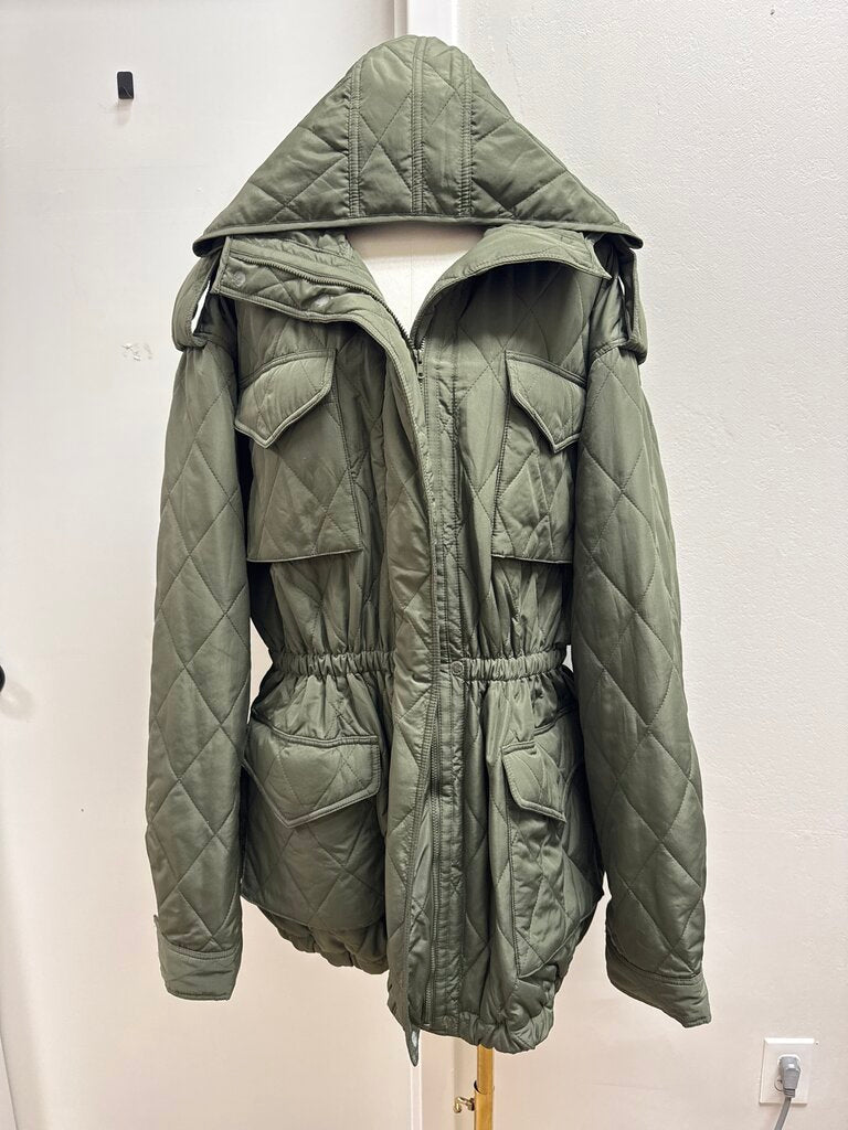 Norma Kamali Olive Quilted Parka