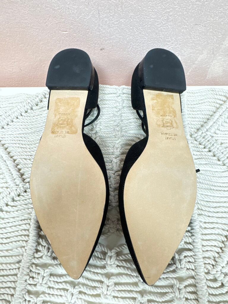 Stuart Weitzman Black Lace Up Flat