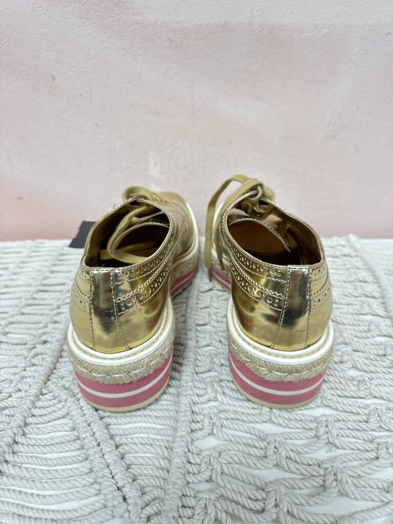 PRada Gold Oxford Platfrom Lace Up w/Box