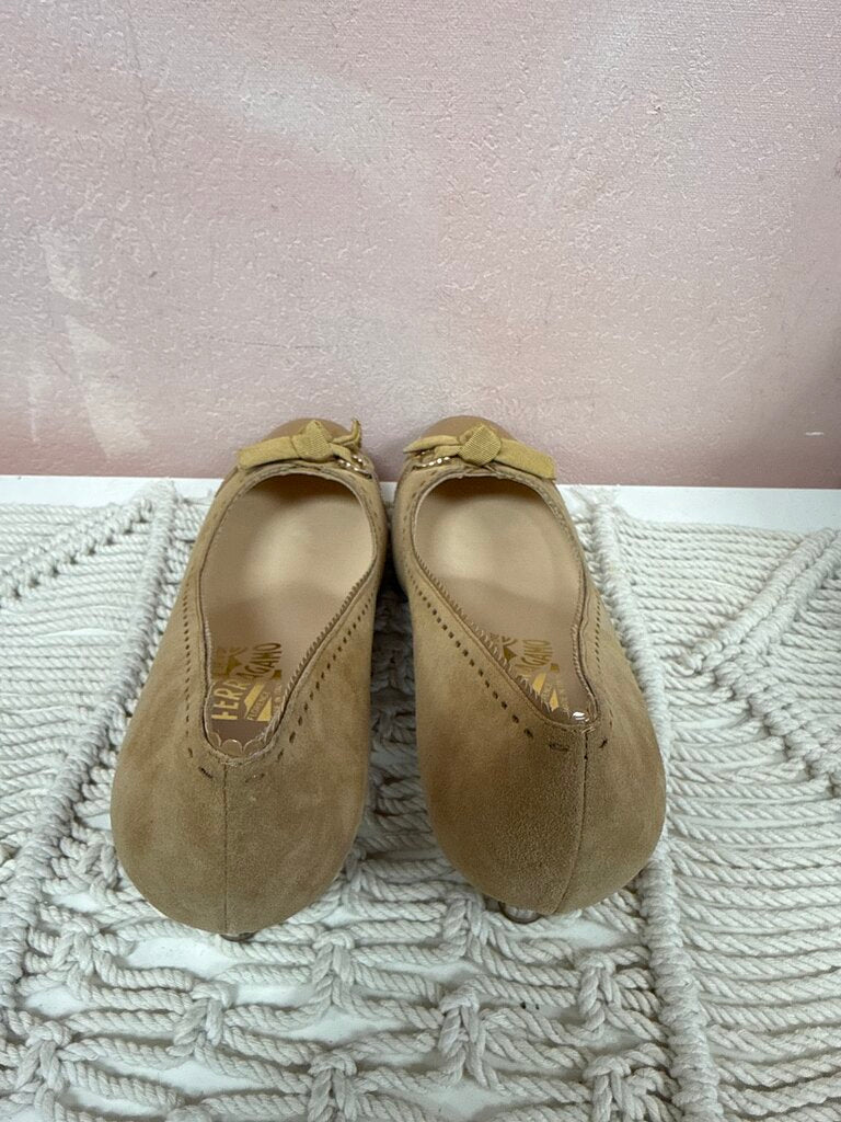 Ferragamo Tan Suede and Patent Cap Toe Pump NWT