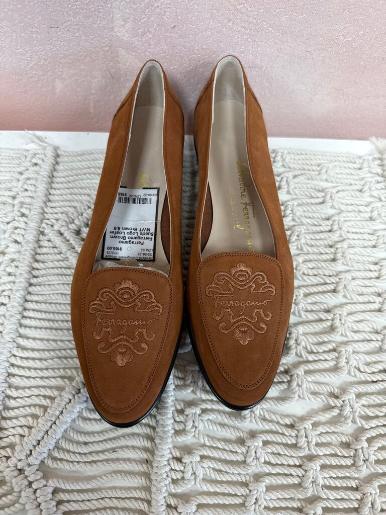 Ferragamo Brown Suede Logo Loafer NWT
